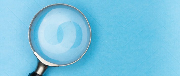 Finanzprüfer entdecken nutzlose Bundesbeamte Eine Lupe vor blauem Grund