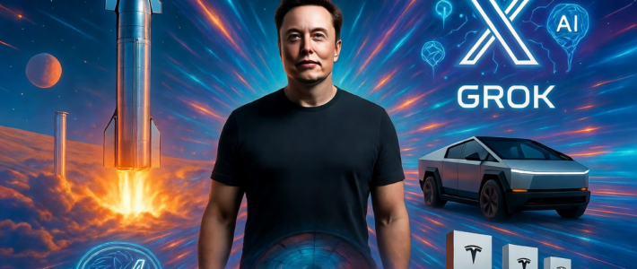 Musk greift Schweiz von allen Seiten an Elon Musk mit Logos seiner Unternehmen