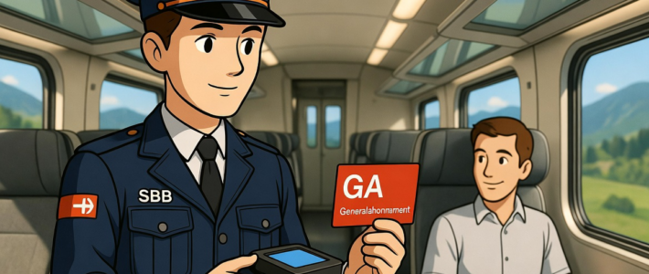 SBB-Fahrkartenkontrolle in einem Zug