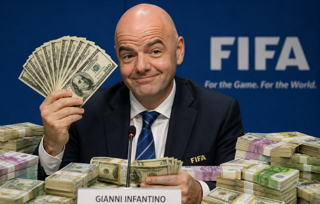 Fifa-Präsident Gianni Infantino mit Geld