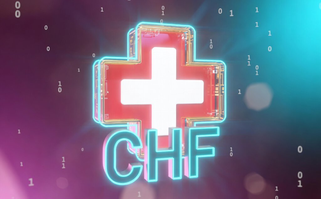 Zeichnung mit einem digitalisierten Schweizerkreuz und der Aufschrift Franken