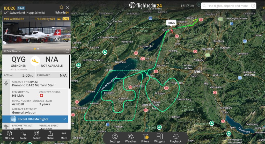Flightradar-Bild zum Swiss-Flug