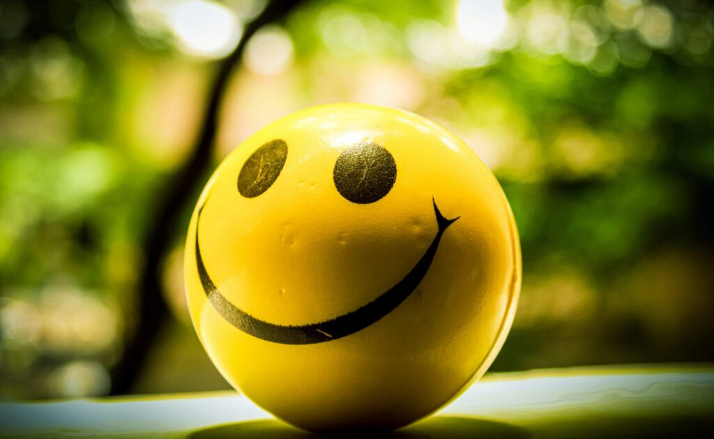 Ein Smiley vor grünem Wald