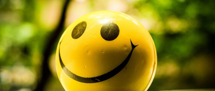 Ein Smiley vor grünem Wald