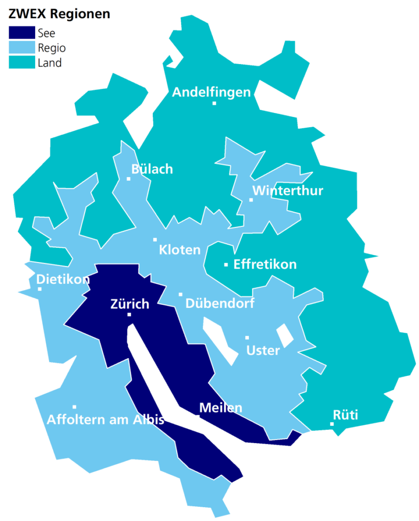 Regionen der ZKB für Wohnimmobilien im Kanton Zürich