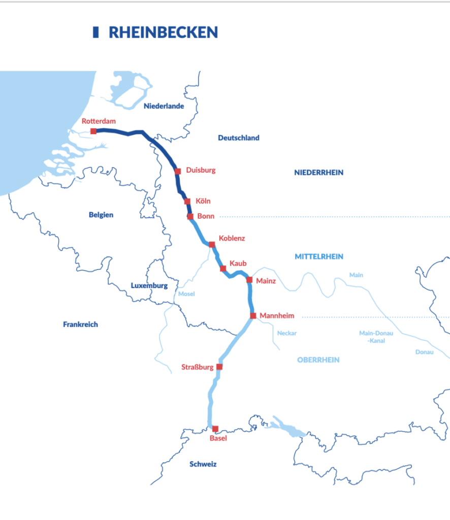 Karte der Rheinschiffahrt