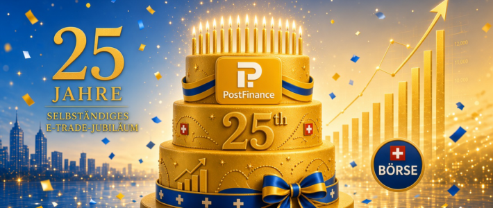 Postfinance-Jubiläum fällt ins Wasser Eine Torte mit Aufschrift und Logo von Postfinance