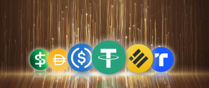 IMF warnt vor Dollarisierung über Stablecoins Logos von Stablecoins um USDC, Tether & Co.